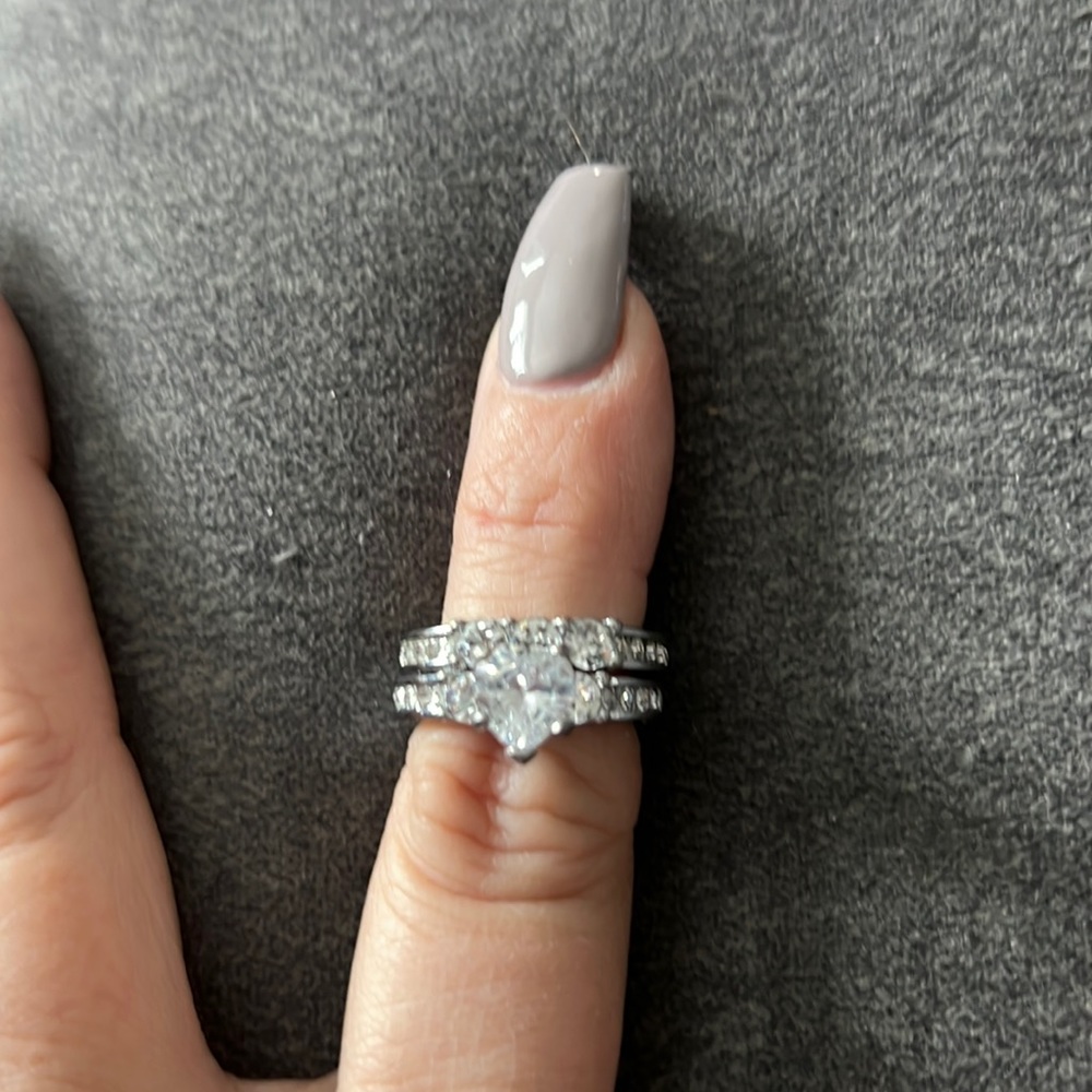 Sterling Silver Wedding Set, CZ Size 5